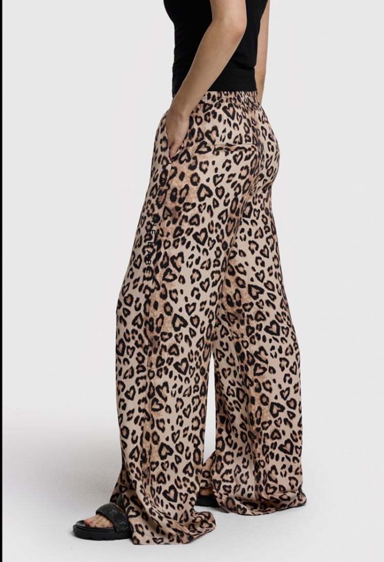 Woven Twill Leopard Pants animal