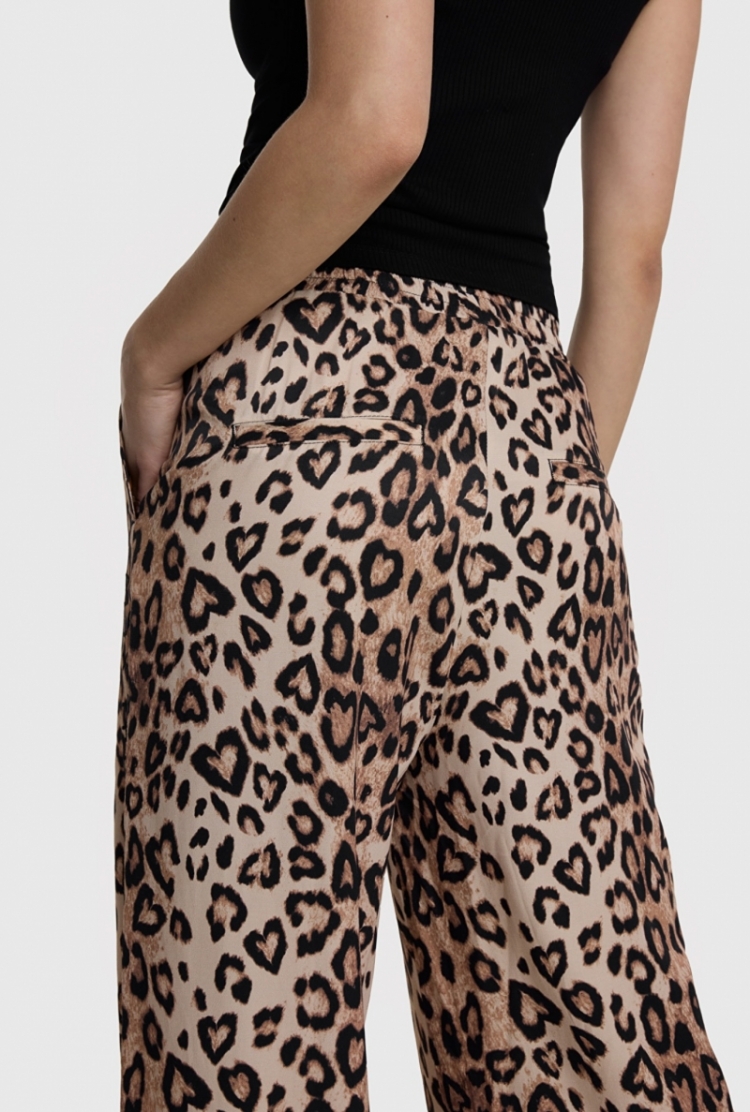 Woven Twill Leopard Pants animal