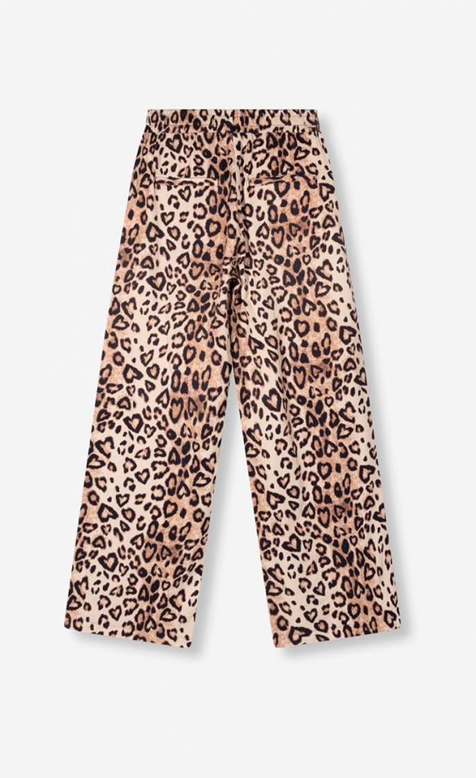 Woven Twill Leopard Pants animal