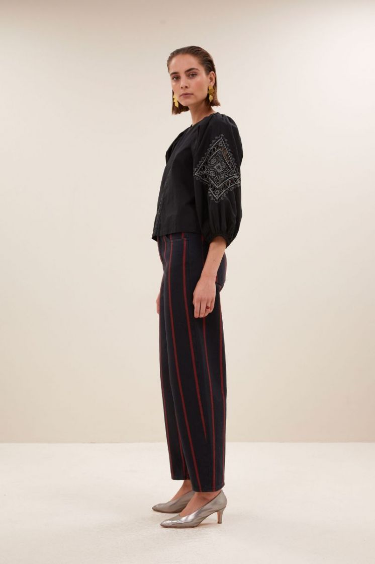 rae festive blouse black silver