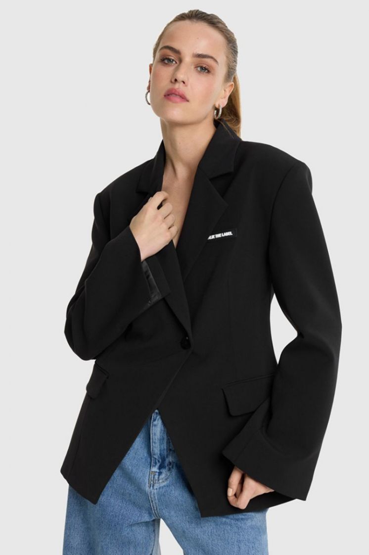 Woven Fitted Blazer black