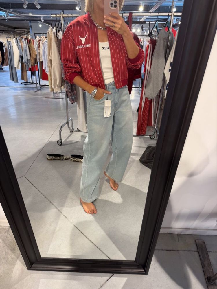 pinstripe cropped trainig jack cerise