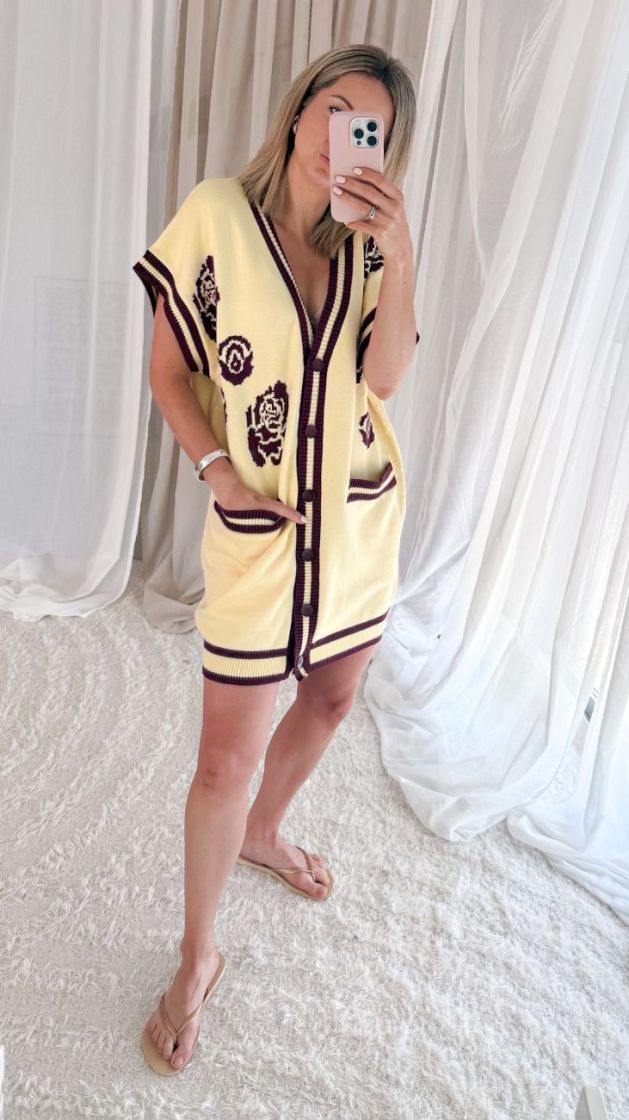 Margot dress yellow/burgundy