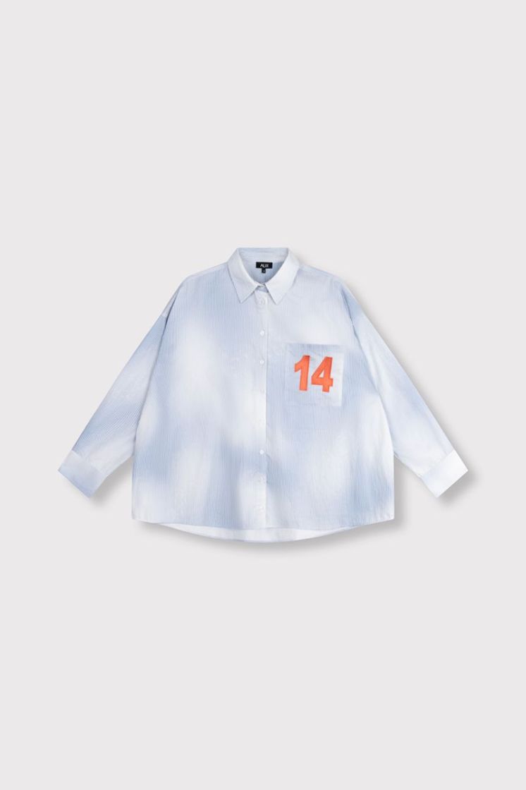 Woven Faded Stripe Blouse soft blue