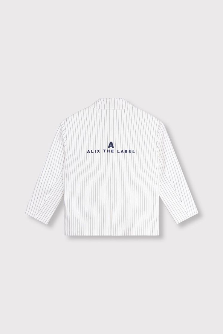 Woven Striped Oversized soft white