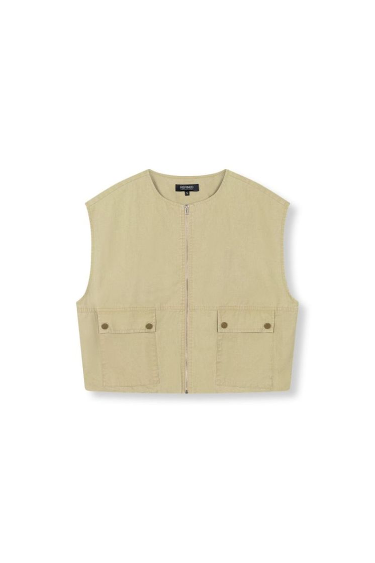 Woven Sleeveless Cargo Gilet N sand