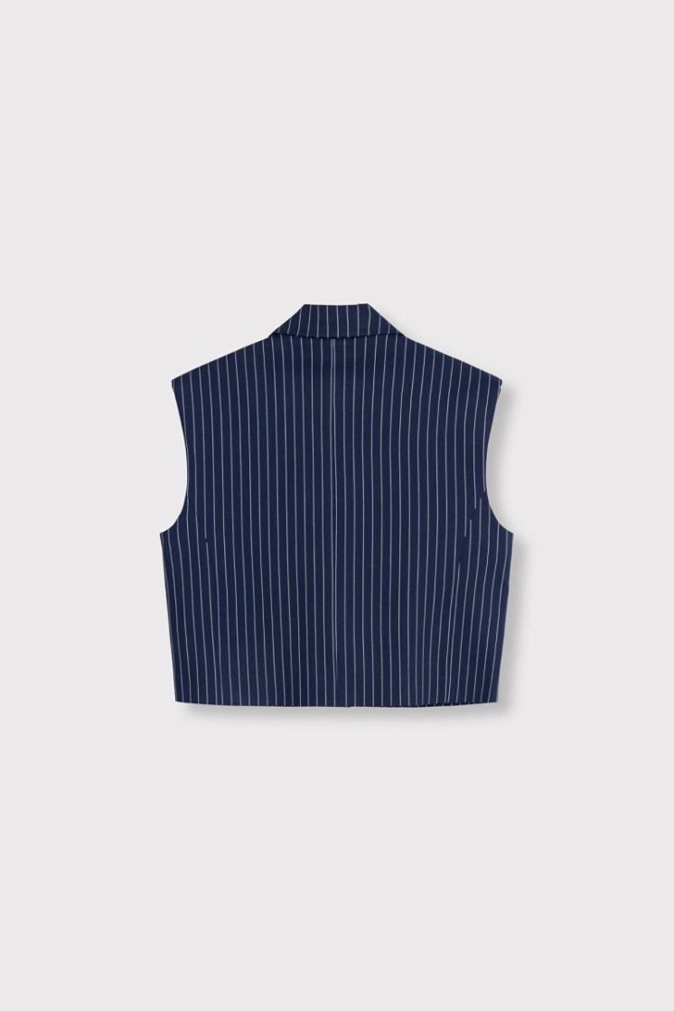 Woven Striped waistcoat navy