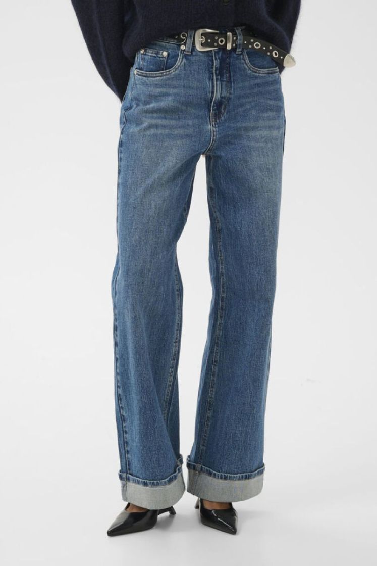GZsara HW wide jeans washed mid blue