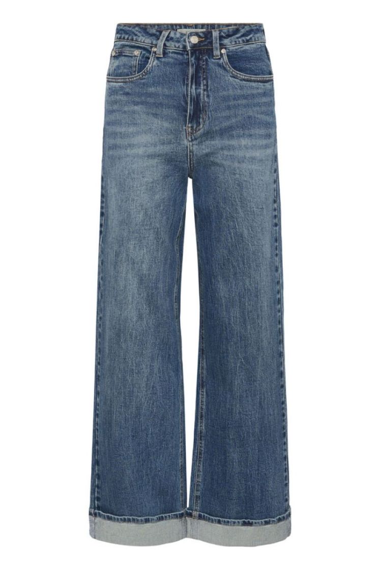 GZsara HW wide jeans washed mid blue
