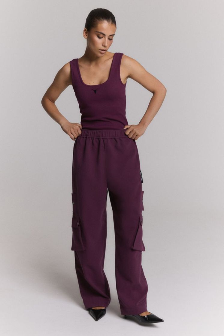 Woven Cargo Pants aubergine