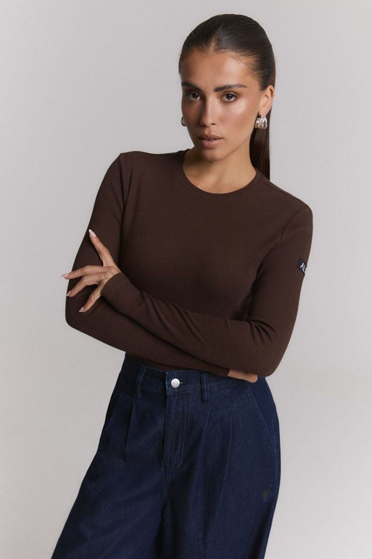 Knitted Rib Longsleeve T-Shirt warm brown