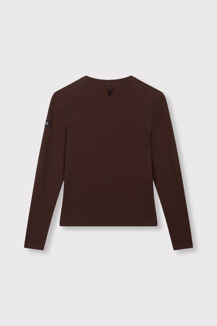 Knitted Rib Longsleeve T-Shirt warm brown