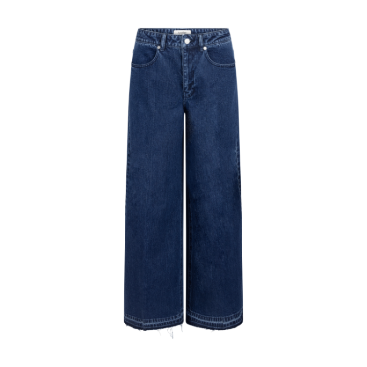  Moore denim wide fringe pants stone indigo