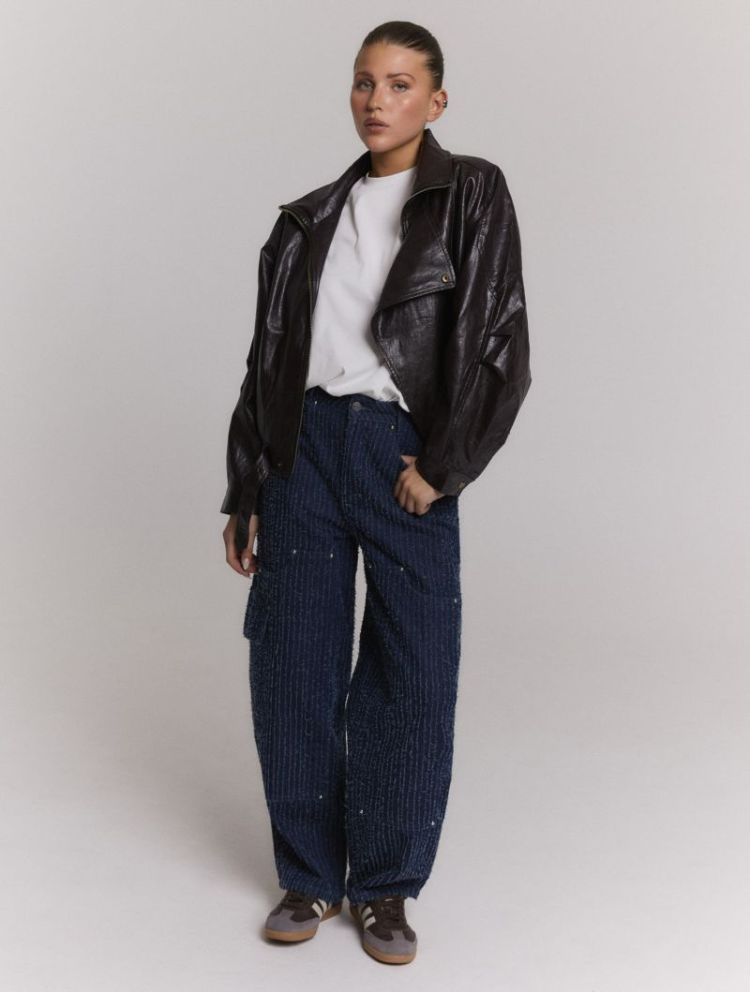 Woven Jacket With Buckle Lee choc brown