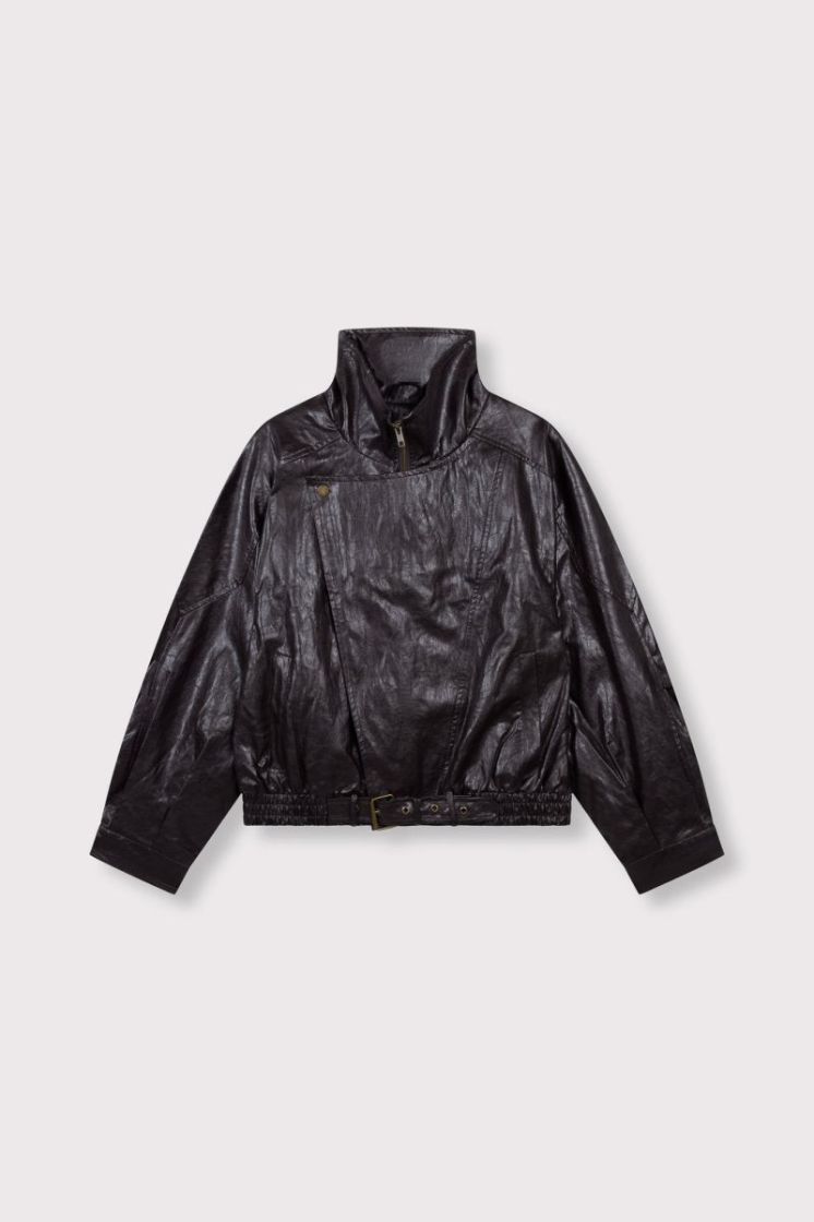 Woven Jacket With Buckle Lee choc brown